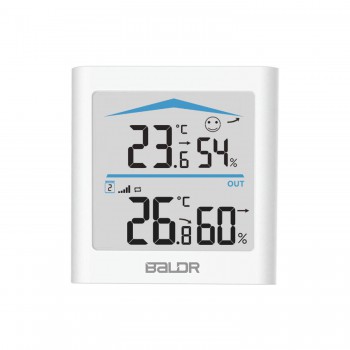BALDR B0135T2H2-WHITE цифровой термогигрометр с внешним датчиком, белый