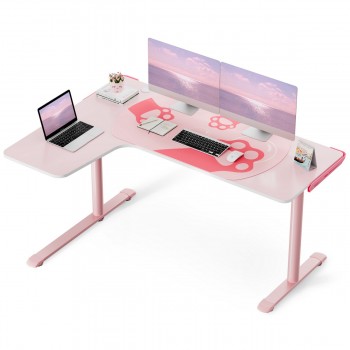 Стол письменный (для компьютера) угловой EUREKA ERK-L60L-PK-V2 (левый), розовый