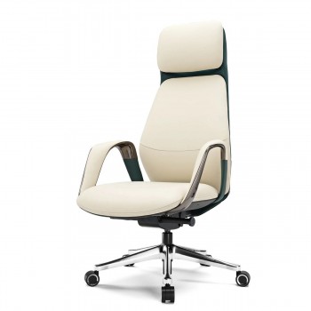 Эргономичное кресло руководителя Eureka OC07 SERENE (Nappa кожа), белое