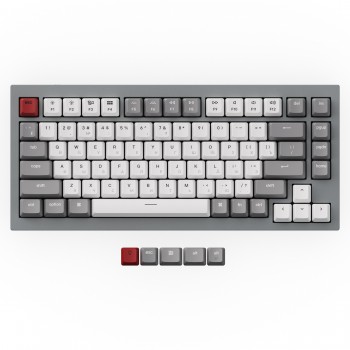 Механическая клавиатура QMK Keychron Q1, 84 клавиши, алюминиевый серый корпус, RGB подстветка, Gateron G Phantom Red Switch 