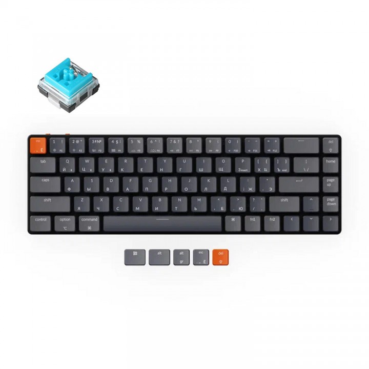 Беспроводная механическая ультратонкая клавиатура Keychron K7, 68 клавиши, RGB подсветка, Blue Switch