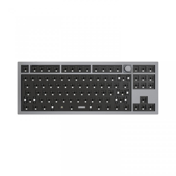 Механическая клавиатура QMK Keychron Q3 TKL ANSI Knob, алюминиевый корпус, RGB подсветка, Barebone, серый