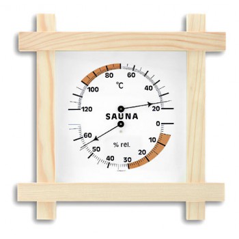 Аналоговый термогигрометр для сауны с деревянной рамой TFA 40.1008